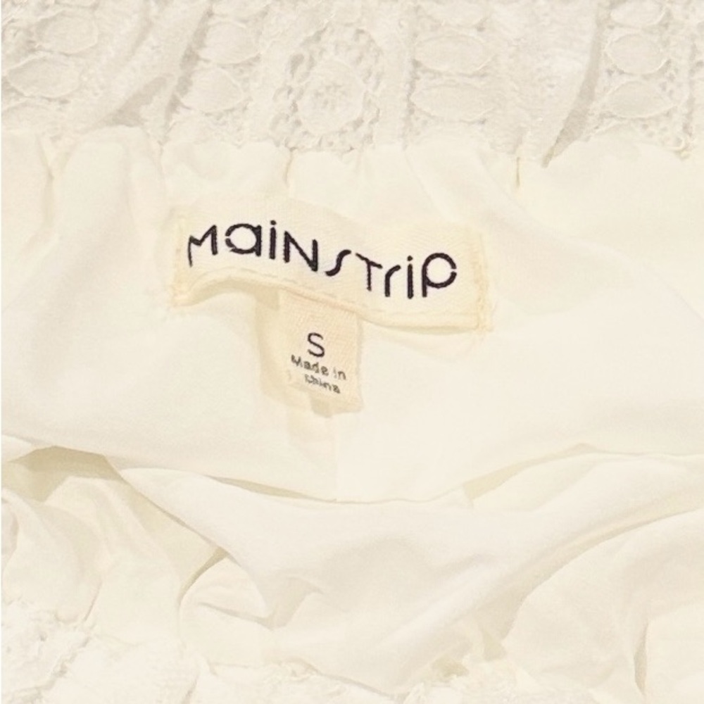 ❗️SOLD❗️Main Strip White Lace Lined Midi Skirt Elastic Waist Country Rodeo - Picture 7 of 15